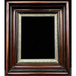 Antique Walnut Primitive Folk Picture Frame Stencil Gold Gilt Stencil 8 x 10 fit